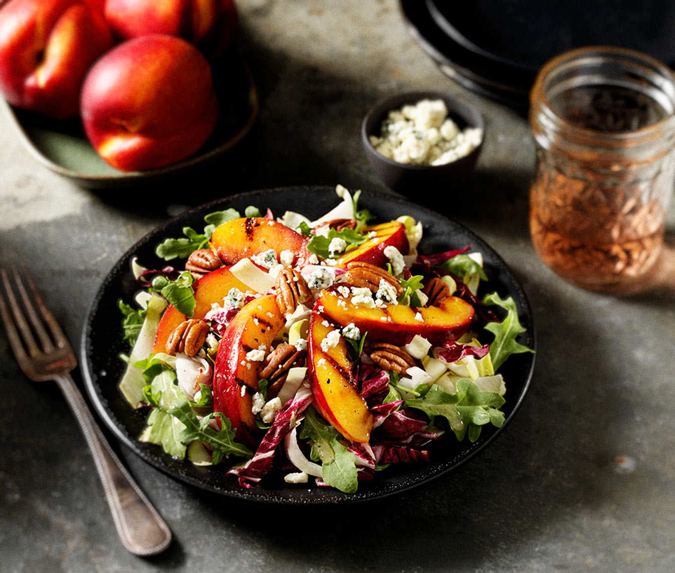 Grilled Nectarine TriColor Salad Food Photography- © Aristo Studios