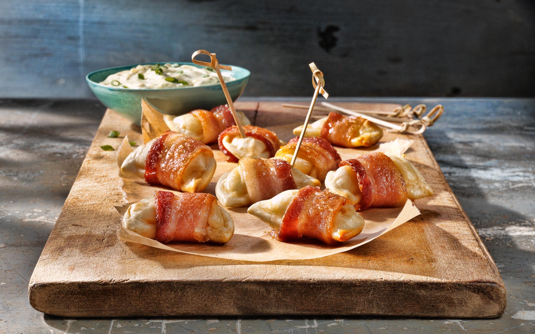 Pierogy Wrapped in Bacon Food Photography- © Aristo Studios